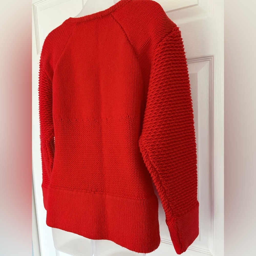 Helmut Lang Sweater Red Chunky Wool Opacity Intarsia Sweater size Small - Picture 6 of 13